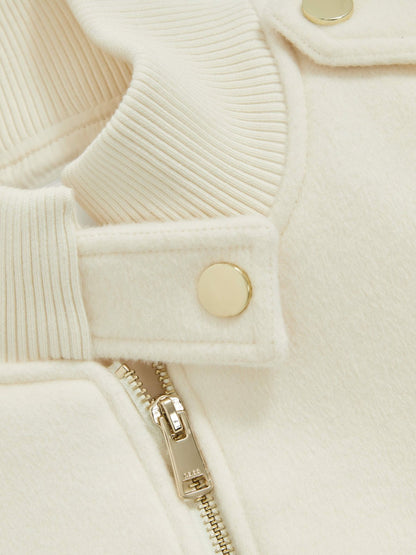 Reiss Offer - Brushed Wool Epaulette Bomber Jacket in Cream