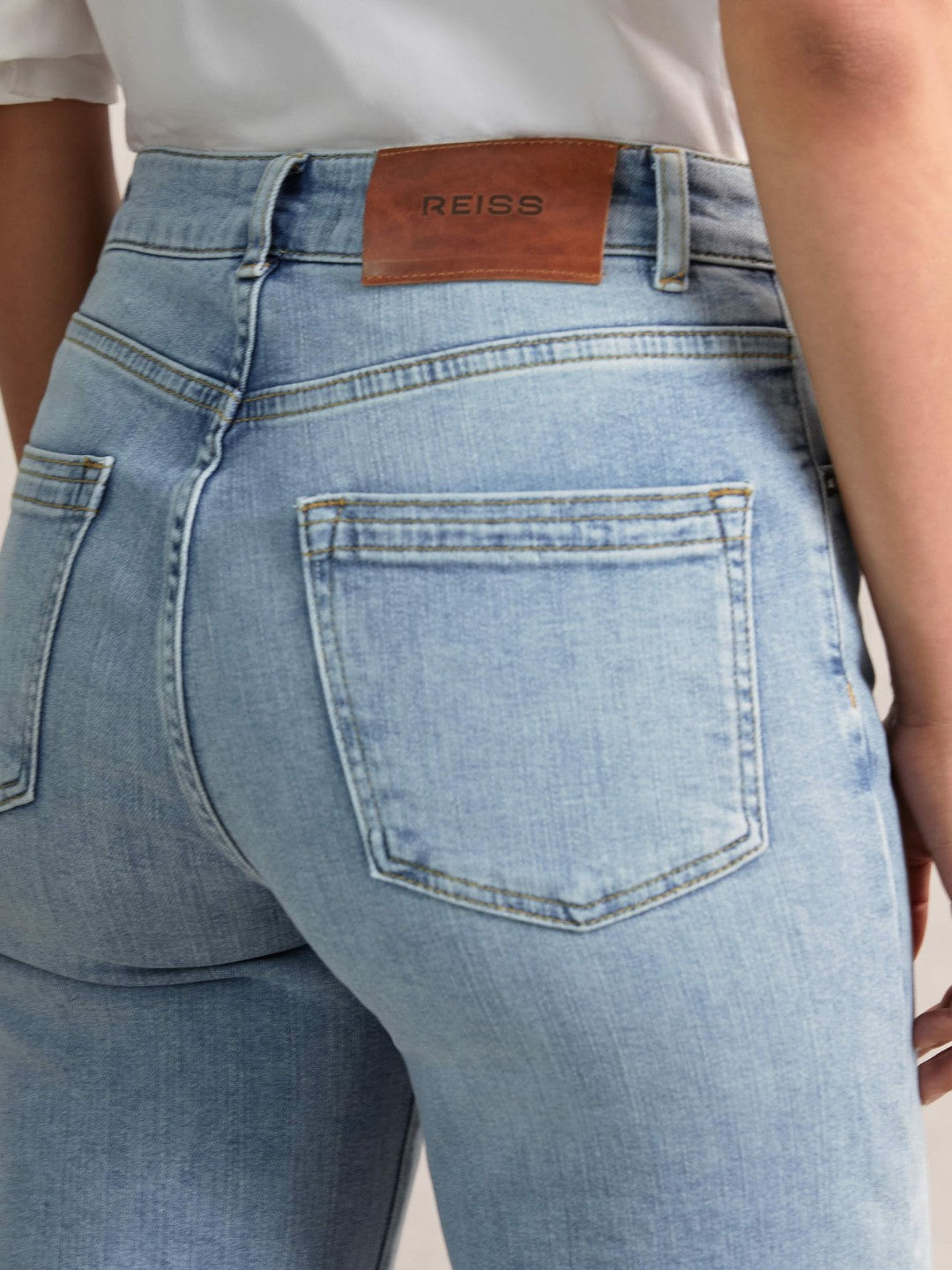 Reiss Sale - Petite Mid-Rise Flared Jeans in Light Blue