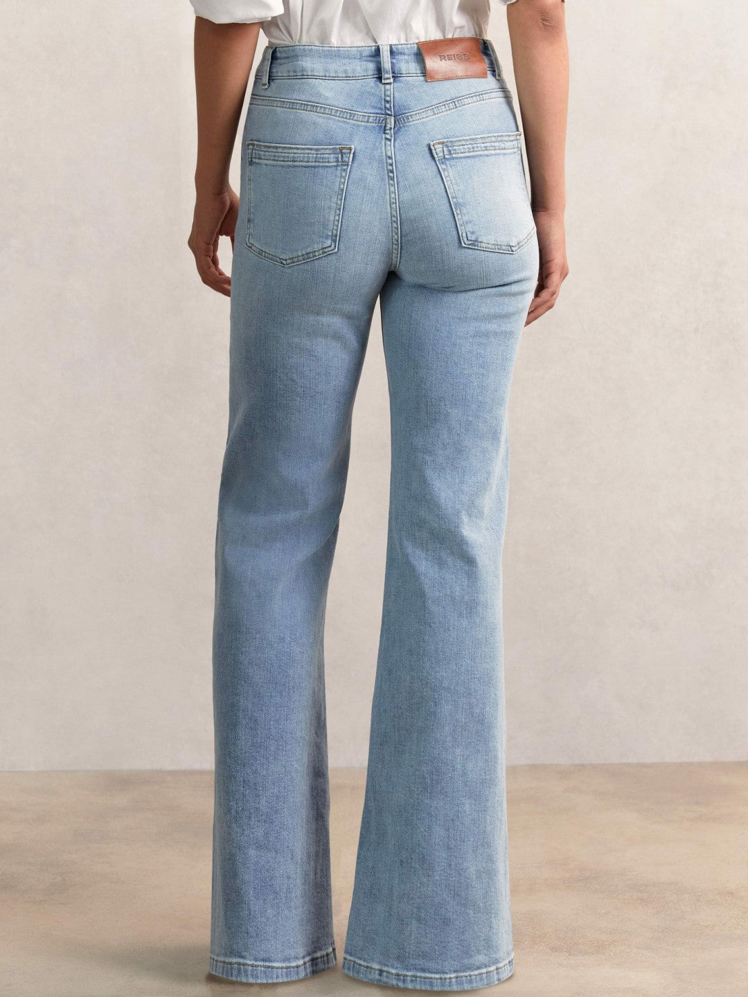 Reiss Sale - Petite Mid-Rise Flared Jeans in Light Blue