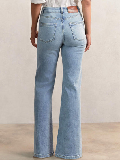 Reiss Sale - Petite Mid-Rise Flared Jeans in Light Blue