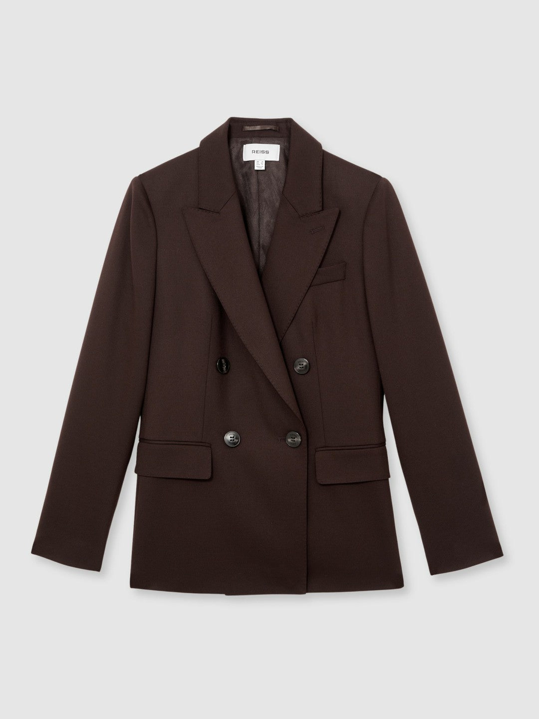 Reiss Wool-Blend Double-Breasted Suit Blazer in Aubergine