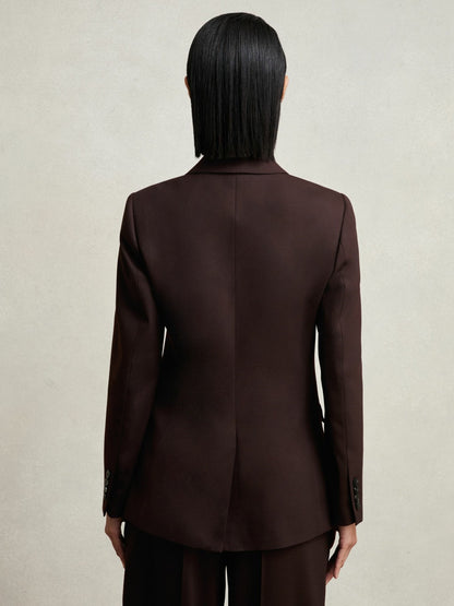 Reiss Wool-Blend Double-Breasted Suit Blazer in Aubergine