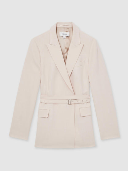 Reiss Popular Choice - Single-Breasted Belted Suit Jacket in Pink