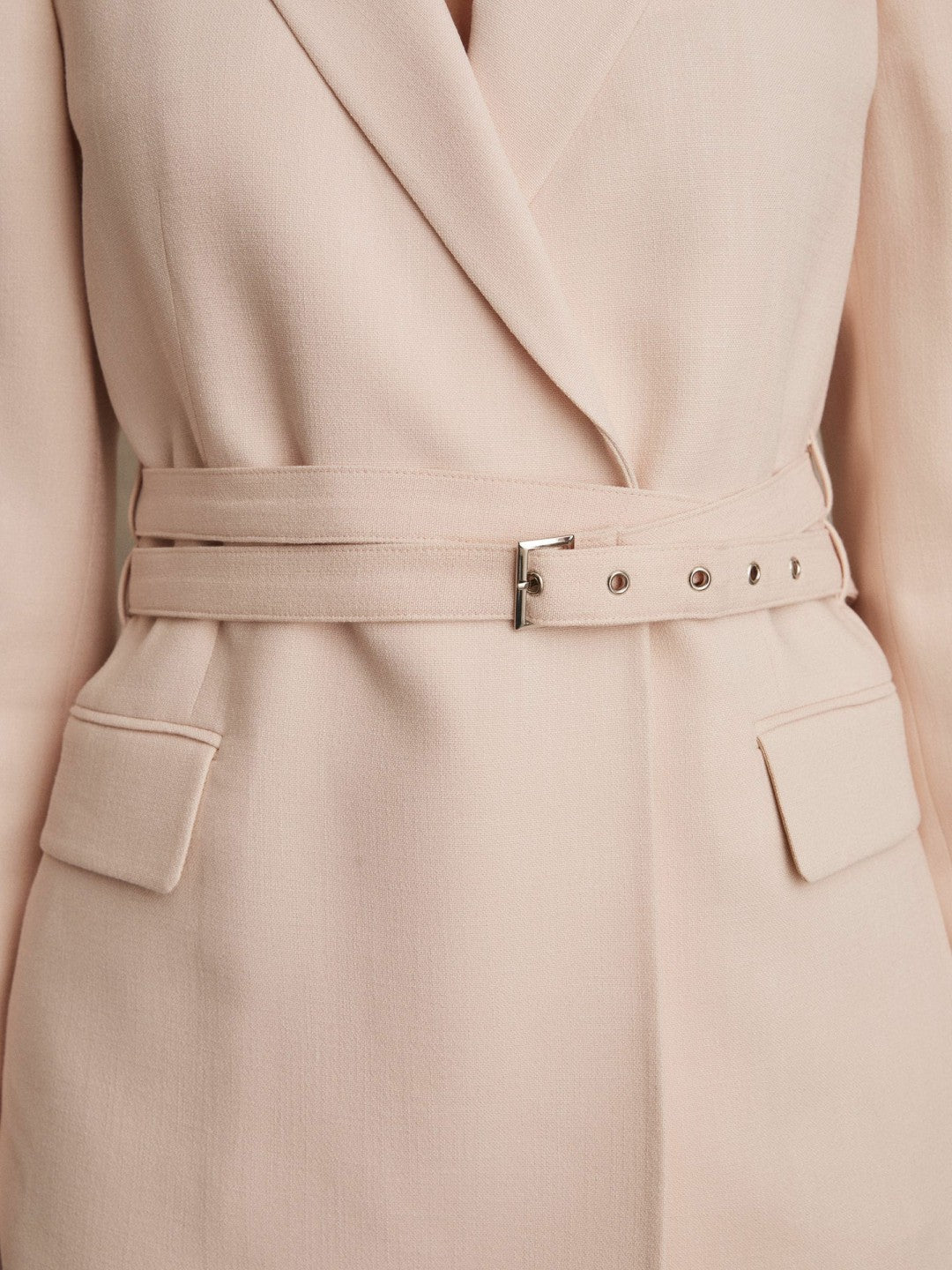Reiss Popular Choice - Single-Breasted Belted Suit Jacket in Pink