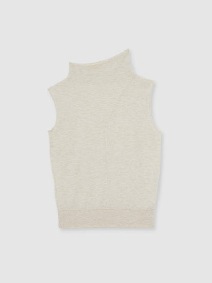 Reiss Wool Slouched Sleeveless Top in Stone Neutral