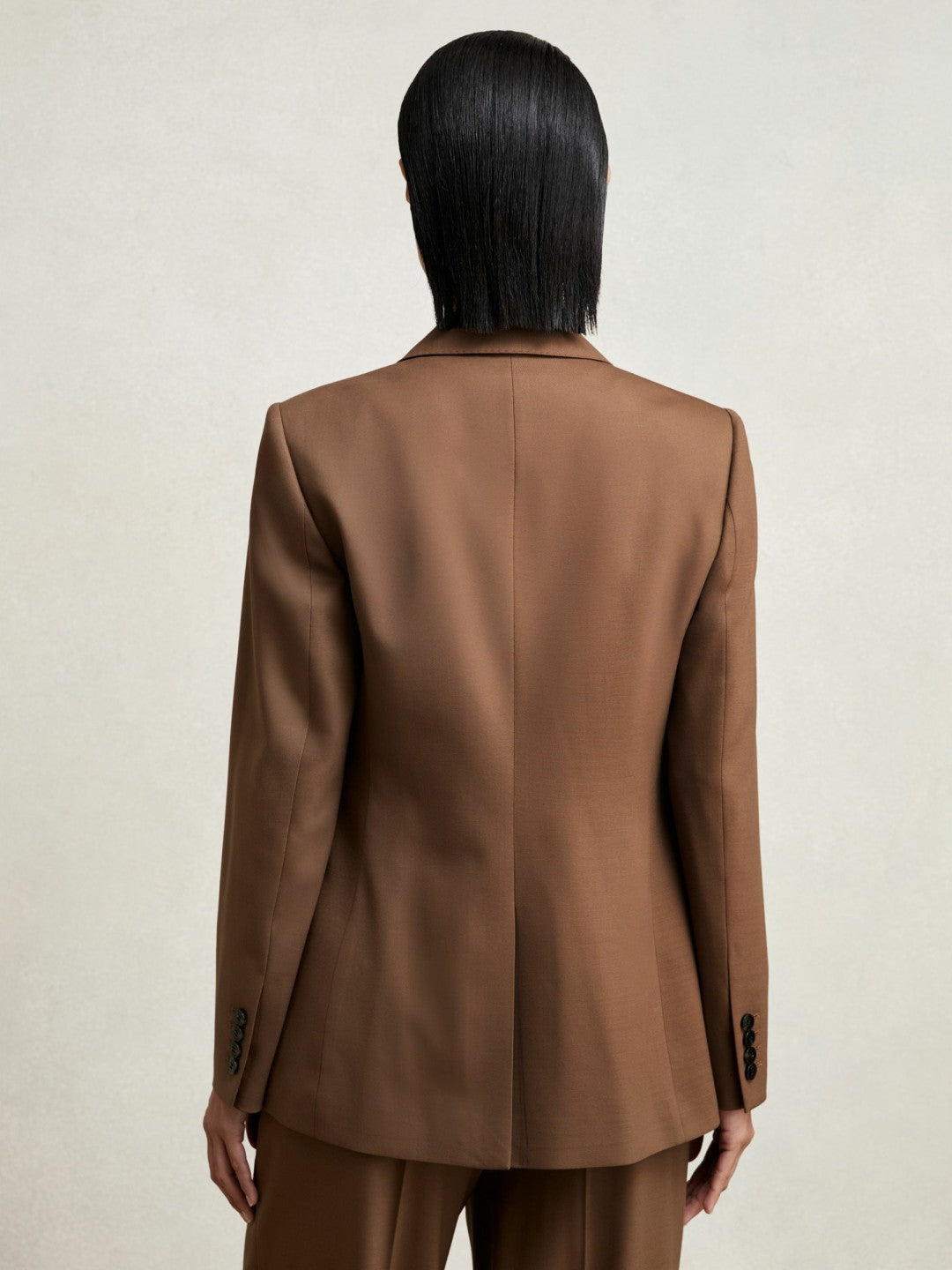 Reiss Popular Choice - Wool-Blend Double-Breasted Suit Blazer in Tan
