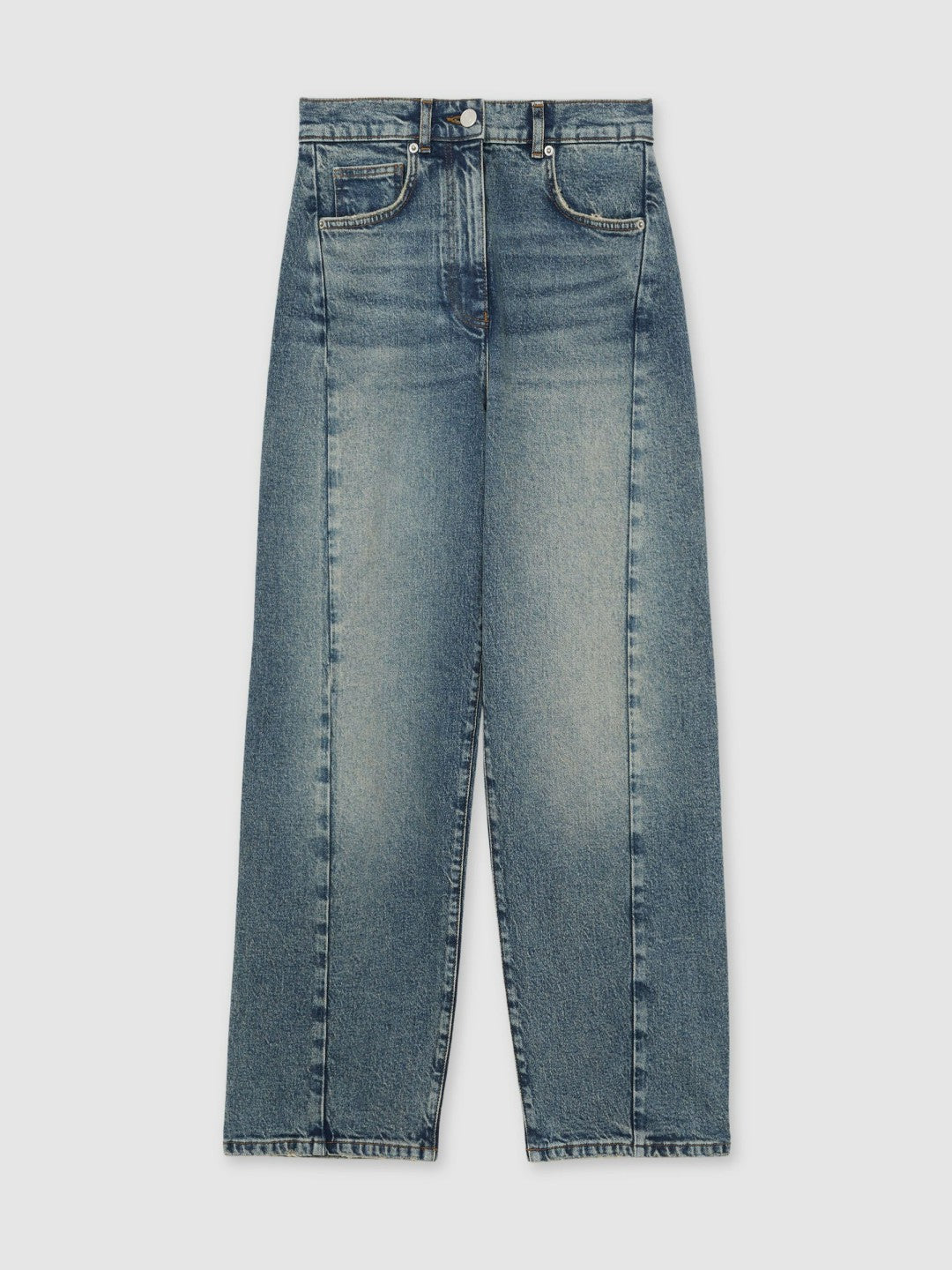 Reiss Offer - Petite Barrel-Leg Seam Jeans in Mid Blue
