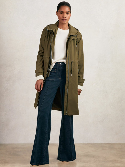 Reiss Savings - Removable-Hood Parka Rain Coat in Khaki