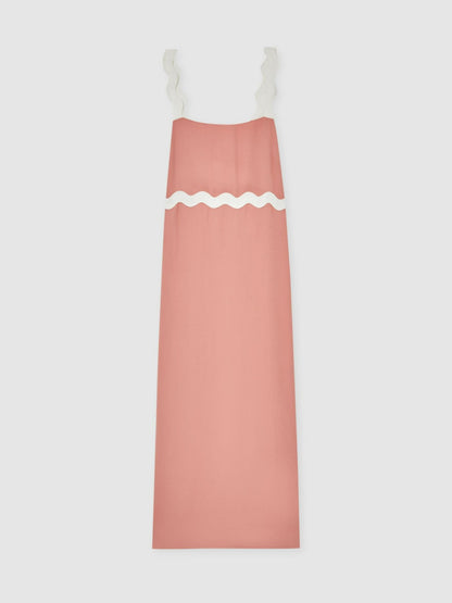 Reiss Wave-Trim Crepe Midi Dress in Pink