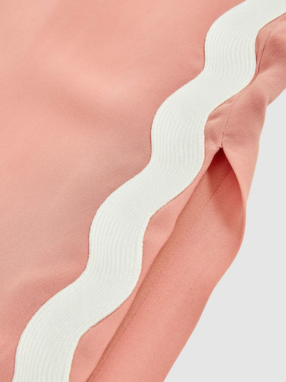 Reiss Wave-Trim Crepe Midi Dress in Pink