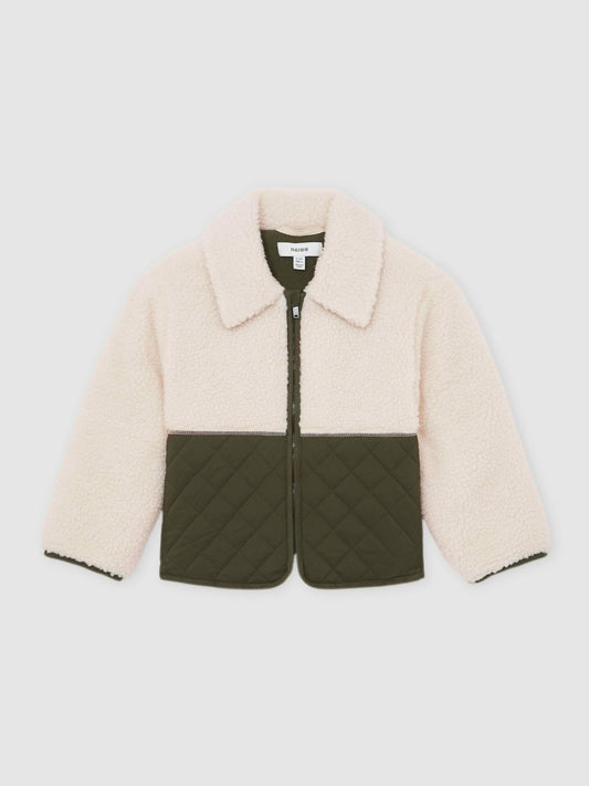 Reiss Value - 13-14 yrs Quilted Borg Jacket in Ecru