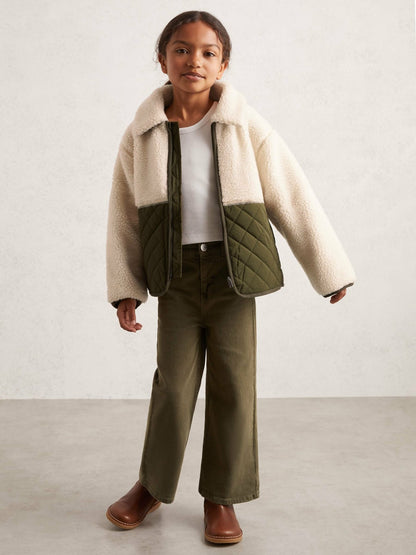 Reiss Value - 13-14 yrs Quilted Borg Jacket in Ecru