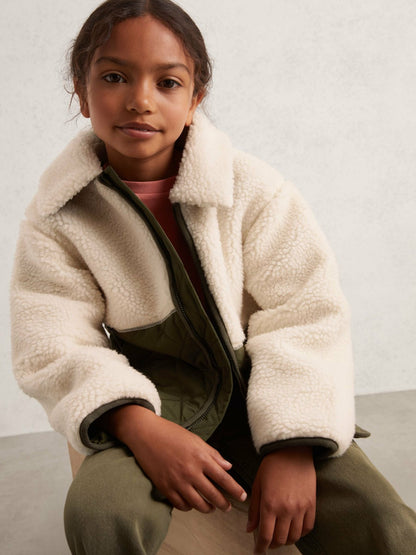 Reiss Value - 13-14 yrs Quilted Borg Jacket in Ecru