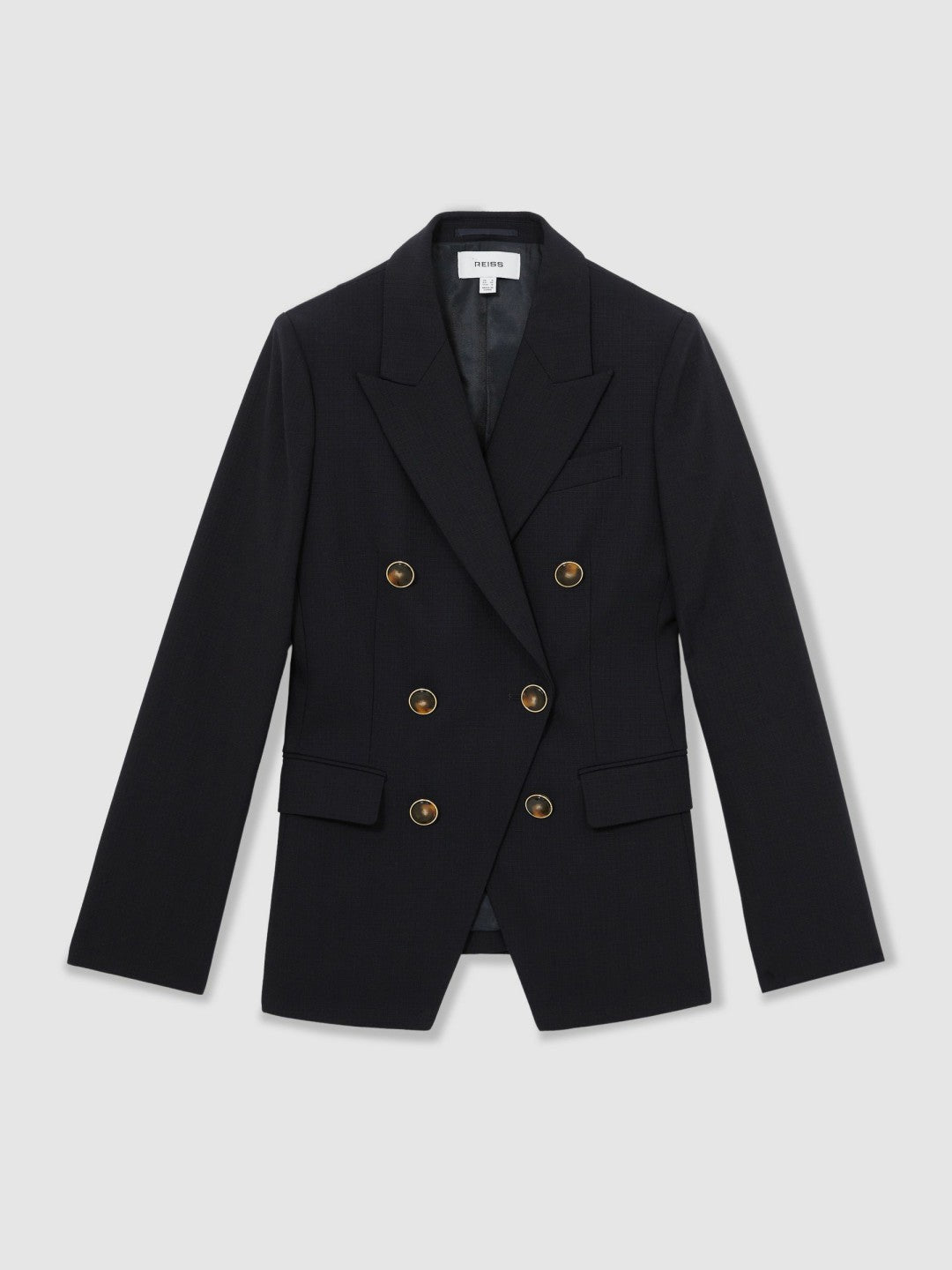 Reiss Affordable - Petite Wool-Blend Double-Breasted Blazer in Navy