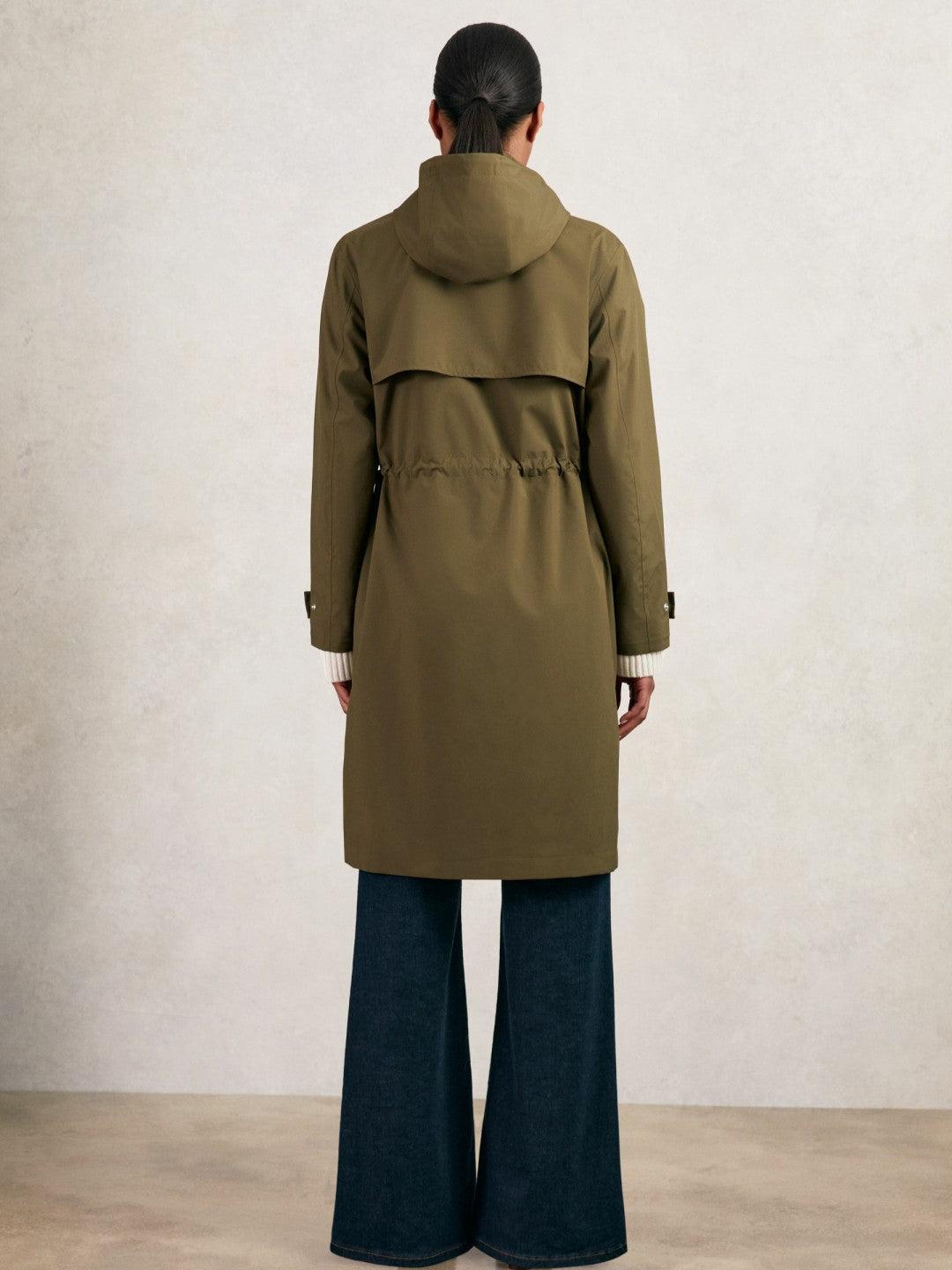 Reiss Petite Removable-Hood Parka Rain Coat in Khaki