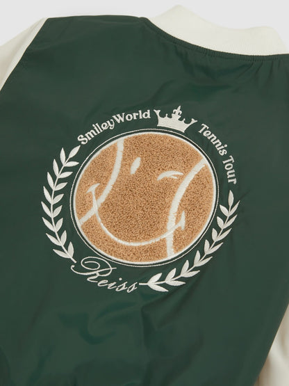 Reiss Deal - 9-13 yrs SmileyWorld Bomber Jacket in Dark Green