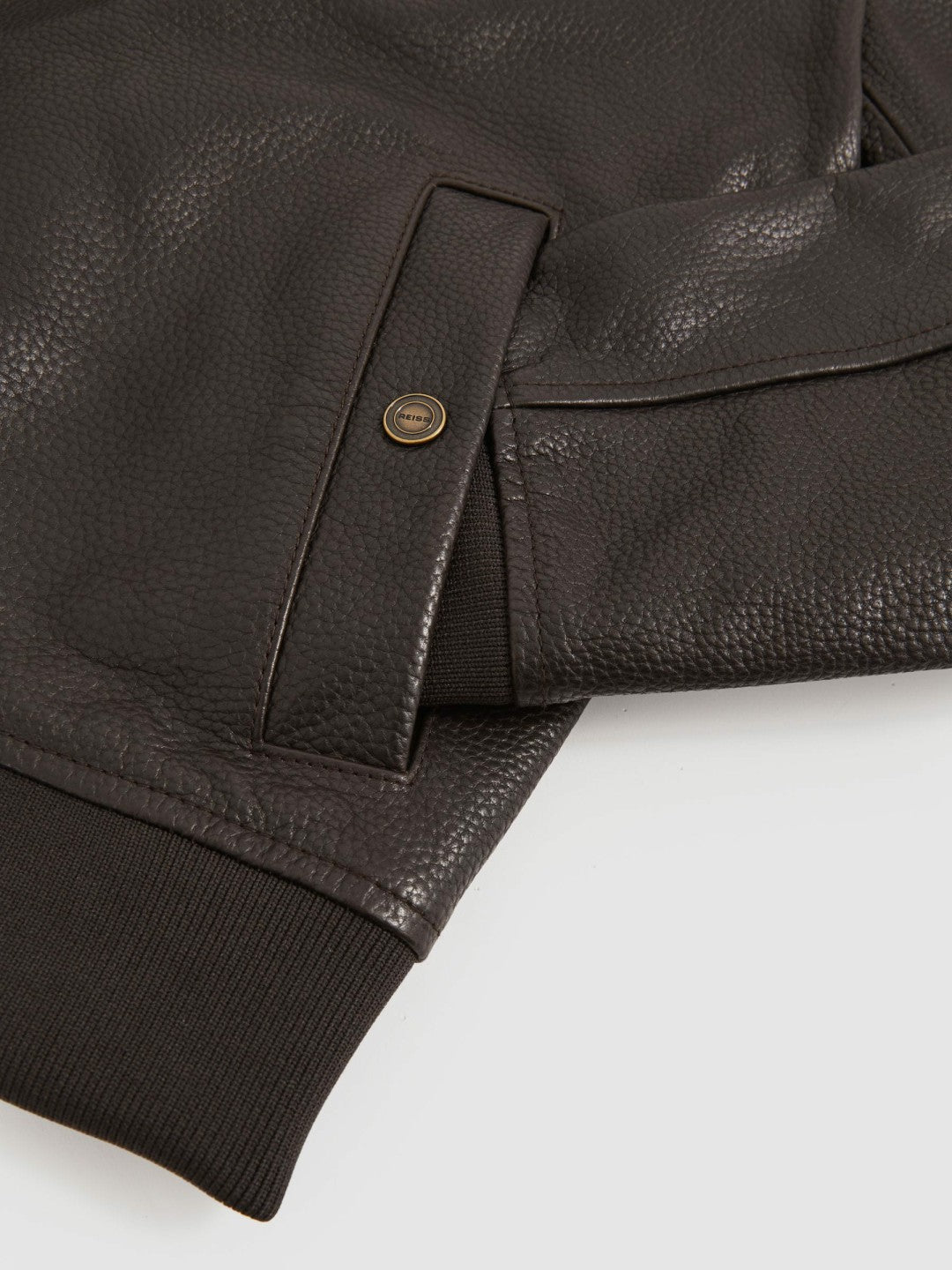 Reiss Popular Choice - Leather Bomber Jacket in Brown