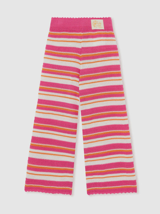 Reiss Sale - 13-14 yrs SmileyWorld Stripe Knit Trousers in Pink