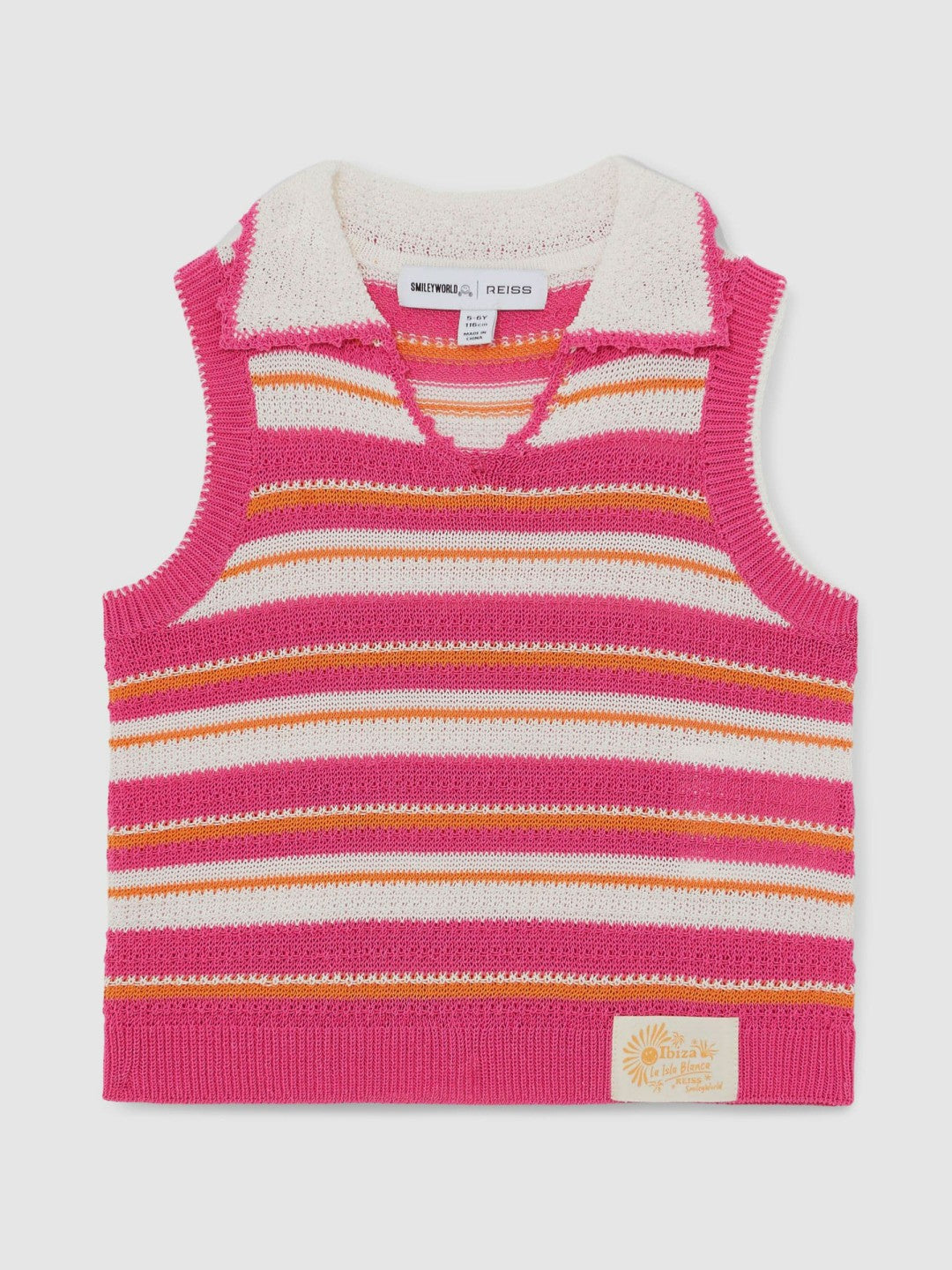 Reiss 9-13 yrs SmileyWorld Stripe Knit Vest in Pink
