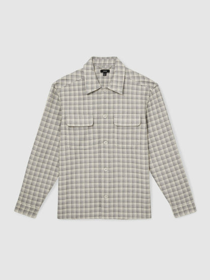 Reiss Popular Choice - Woven Check Twin Pocket Overshirt in Light Grey