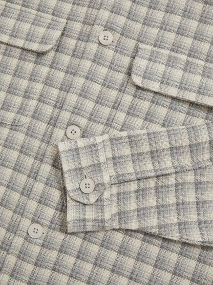 Reiss Popular Choice - Woven Check Twin Pocket Overshirt in Light Grey