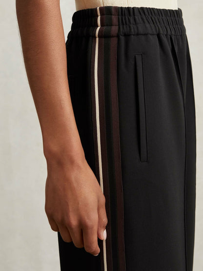 Reiss Petite Side-Stripe Wide-Leg Trousers in Black