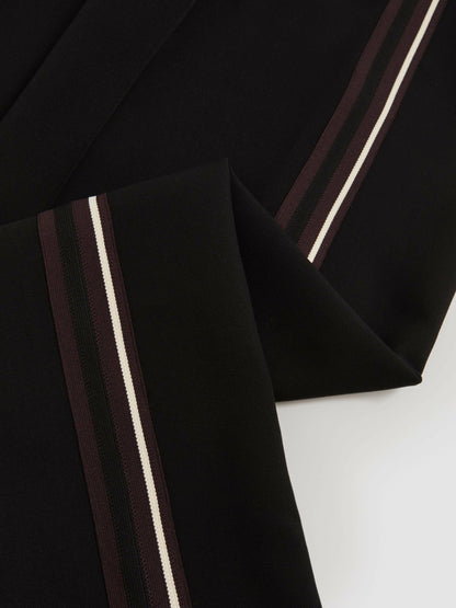 Reiss Petite Side-Stripe Wide-Leg Trousers in Black