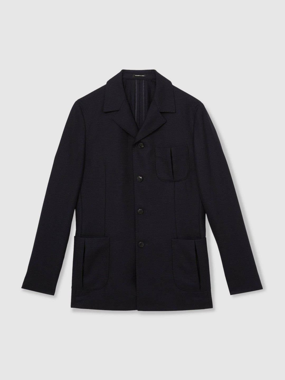 Reiss Popular Choice - Wool-Blend Single-Breasted Blazer Slim-Fit in Navy