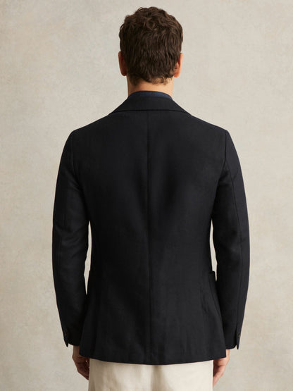 Reiss Popular Choice - Wool-Blend Single-Breasted Blazer Slim-Fit in Navy