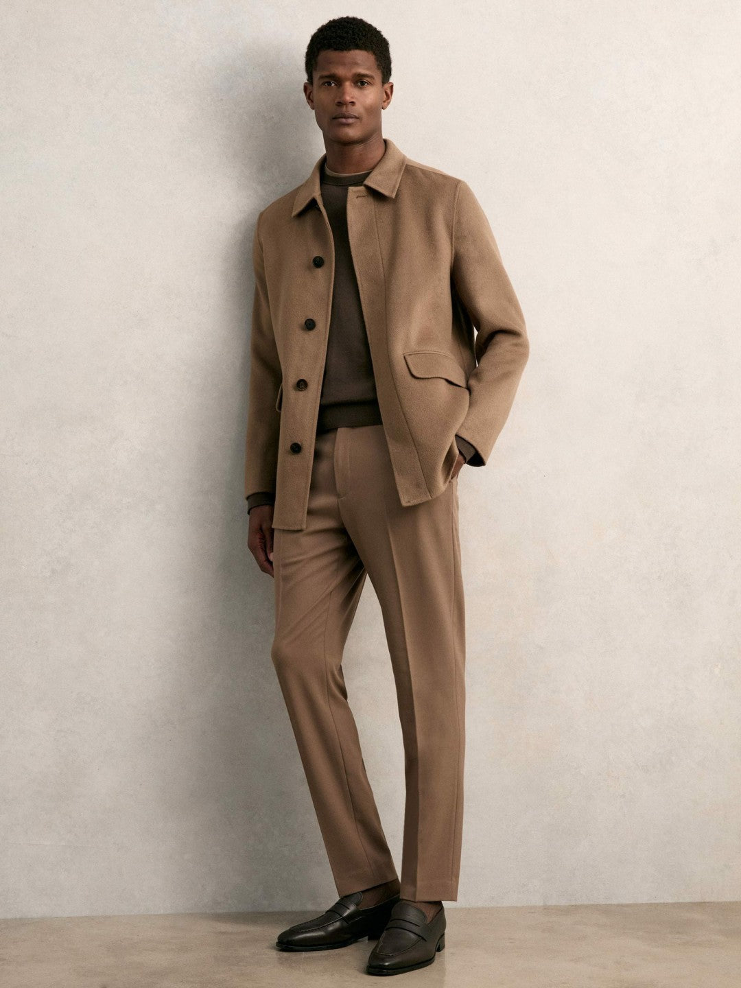 Reiss Affordable - Wool Blend Double Face Button Jacket in Brown