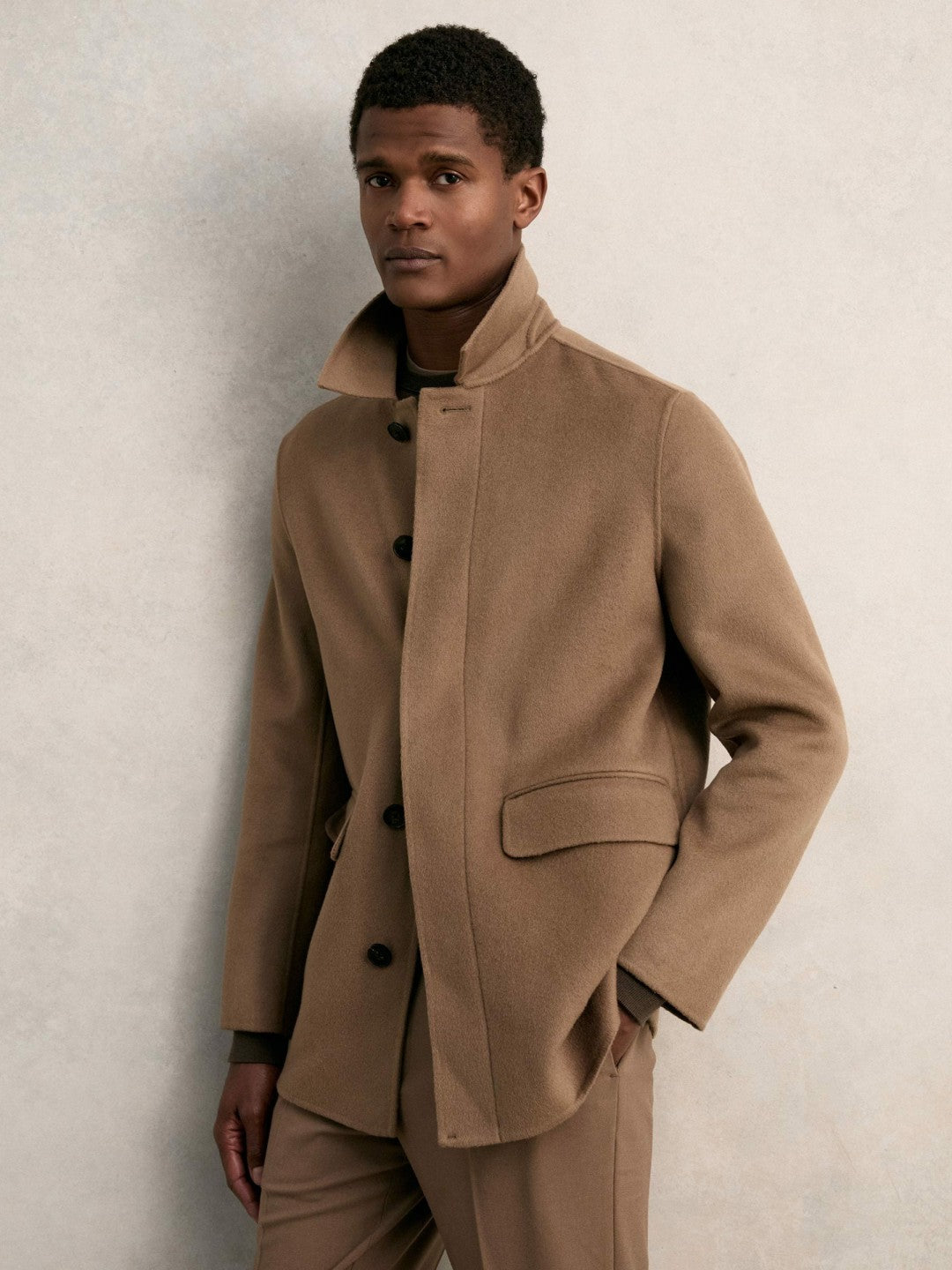 Reiss Affordable - Wool Blend Double Face Button Jacket in Brown