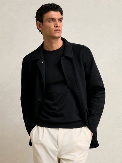 Reiss Value - Wool Blend Double Face Button Jacket in Navy