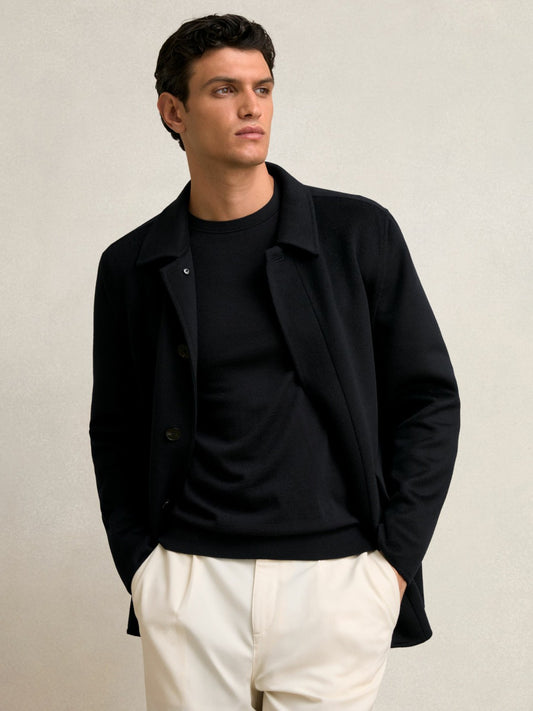 Reiss Value - Wool Blend Double Face Button Jacket in Navy