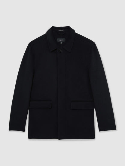 Reiss Value - Wool Blend Double Face Button Jacket in Navy