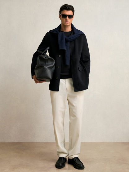 Reiss Value - Wool Blend Double Face Button Jacket in Navy