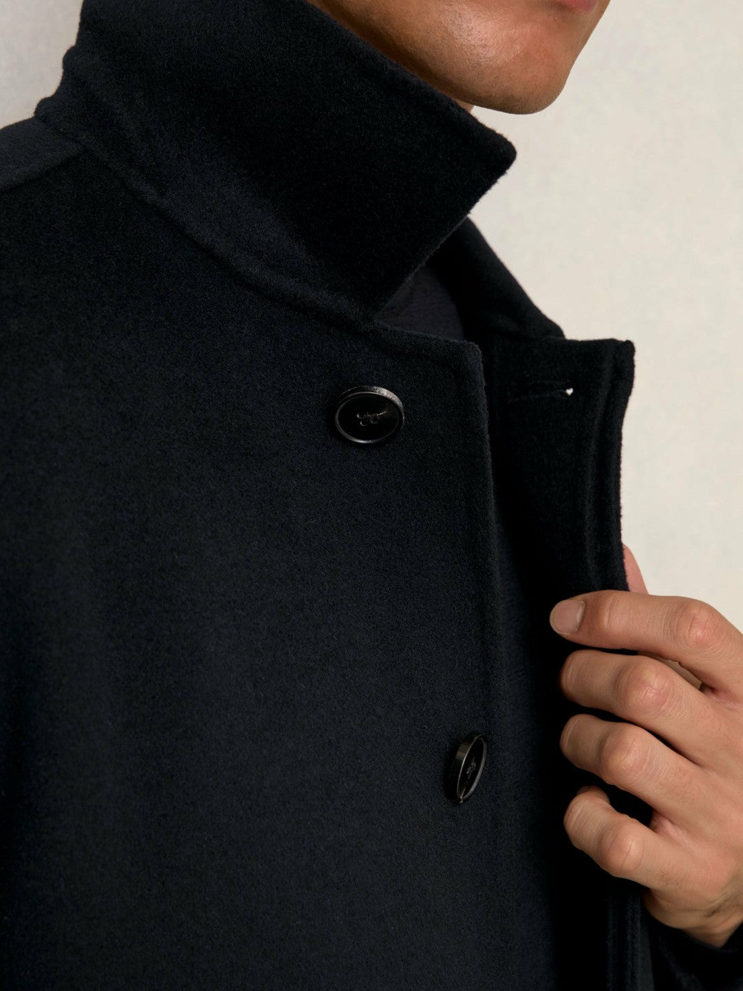 Reiss Value - Wool Blend Double Face Button Jacket in Navy