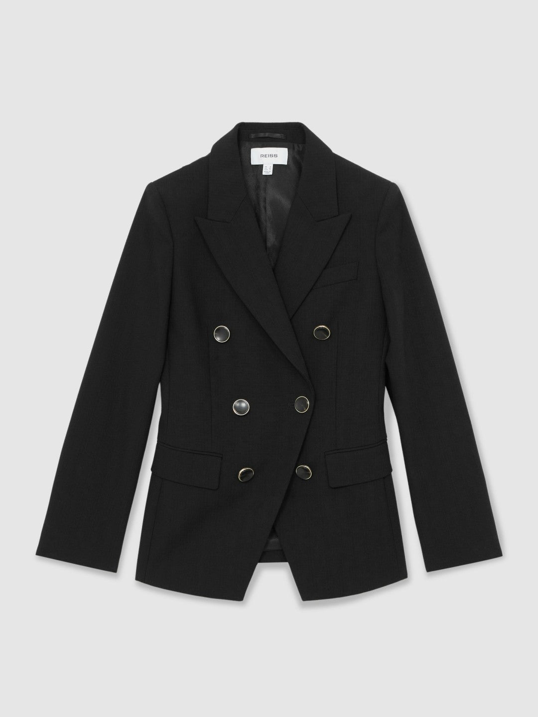Reiss Sale - Petite Wool-Blend Double-Breasted Blazer in Black