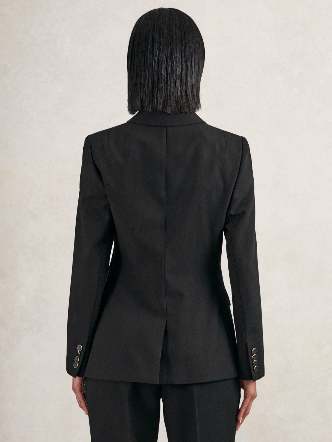 Reiss Sale - Petite Wool-Blend Double-Breasted Blazer in Black