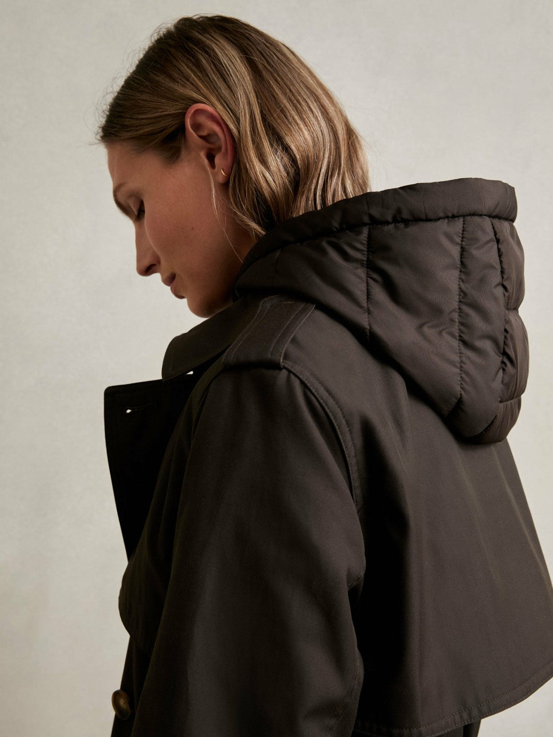 Reiss Value - Hooded Insert Trench Coat in Chocolate Brown
