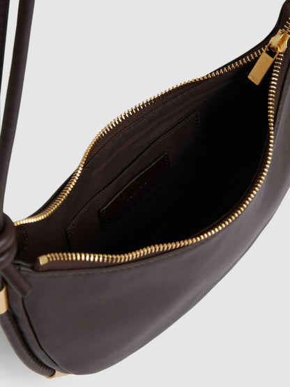 Reiss Savings - Leather Rope Strap Shoulder Bag in Oxblood