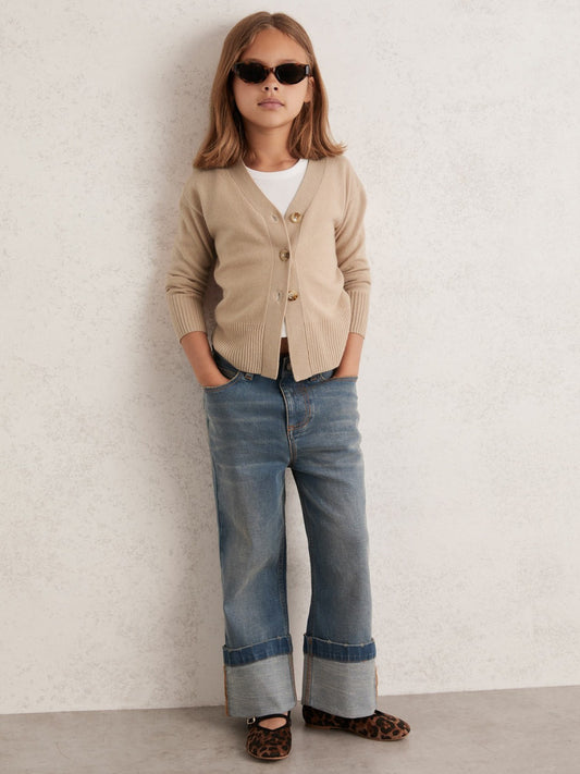 Reiss Savings - 4-9 yrs Wool-Blend Fitted Cardigan With Cashmere in Neutral