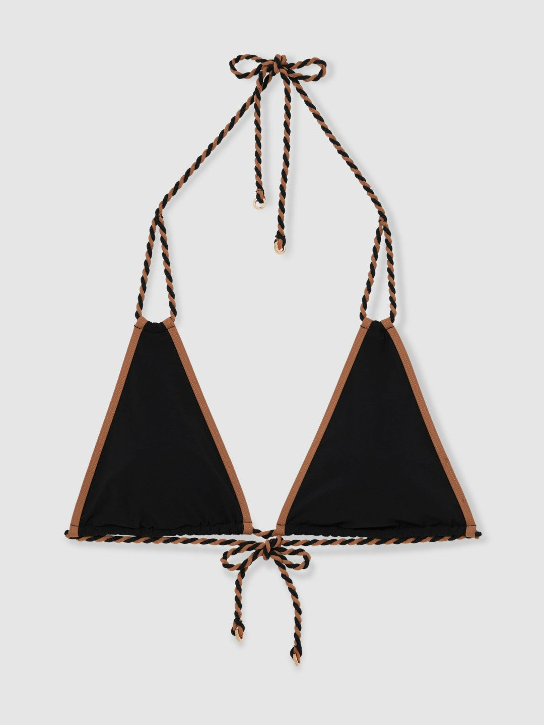 Reiss Deal - Triangle Twist-Strap Bikini Top in Black/Brown
