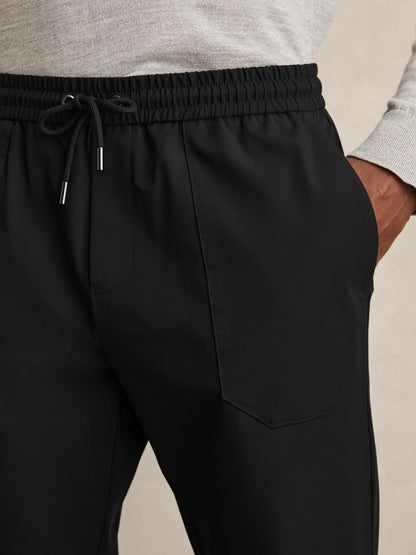 Reiss Offer - Drawstring Technical Cuffed Trousers in Black