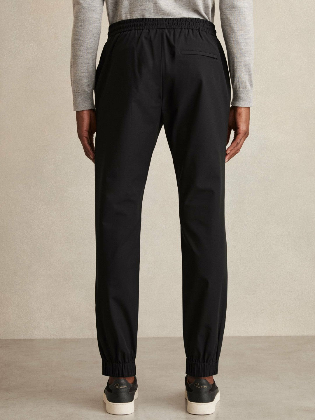 Reiss Offer - Drawstring Technical Cuffed Trousers in Black