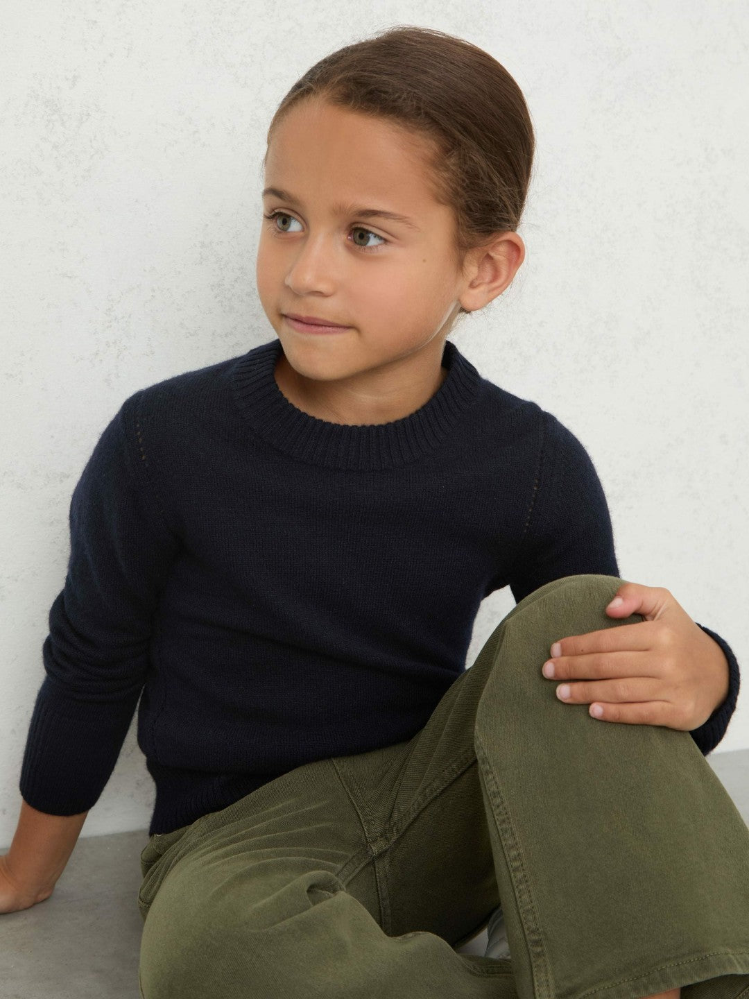 Reiss 3-9 yrs Wool-Blend Open-Stitch Jumper with Cashmere in Navy