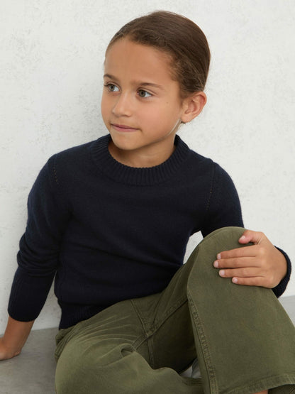 Reiss 3-9 yrs Wool-Blend Open-Stitch Jumper with Cashmere in Navy