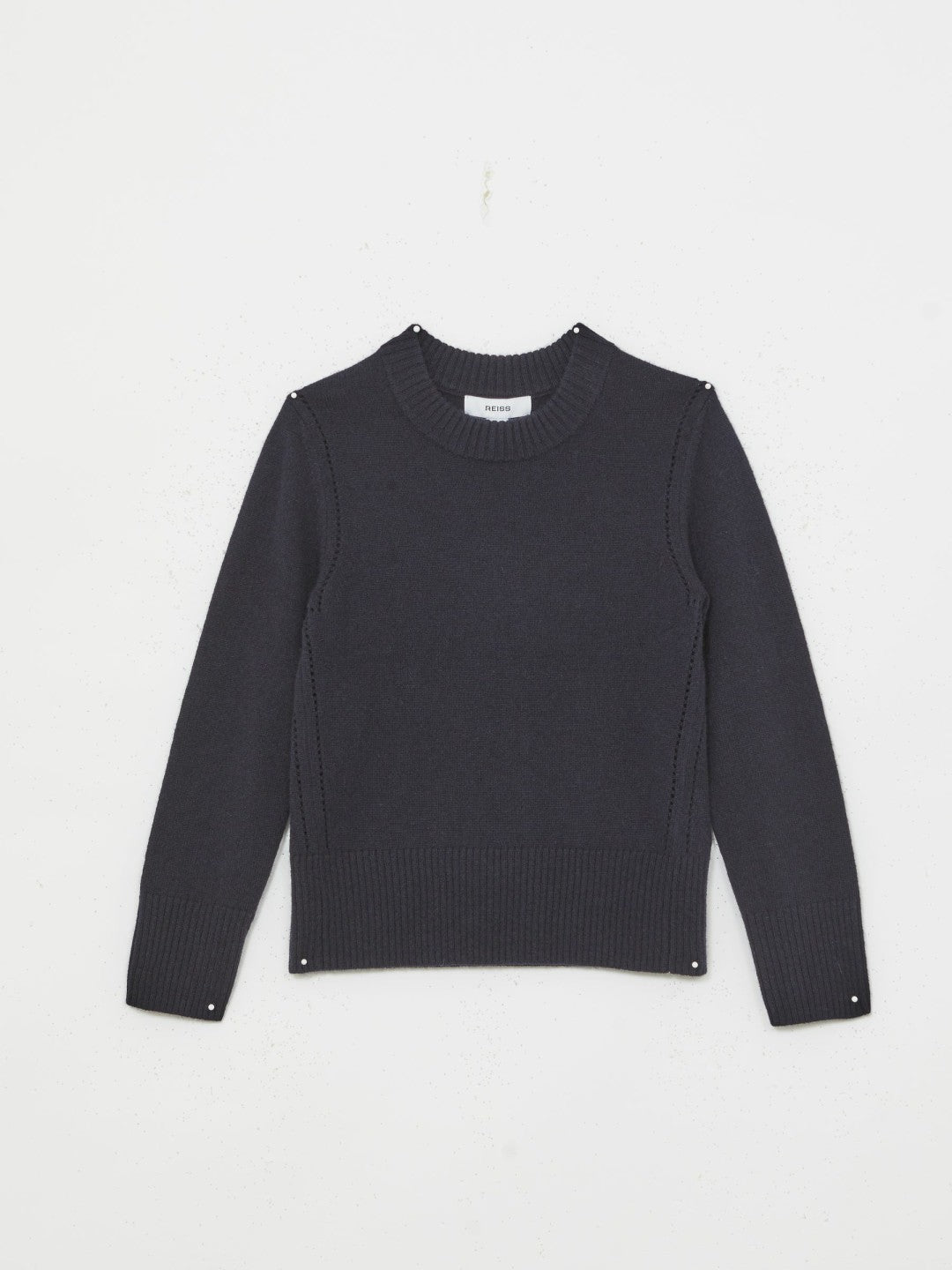 Reiss 3-9 yrs Wool-Blend Open-Stitch Jumper with Cashmere in Navy