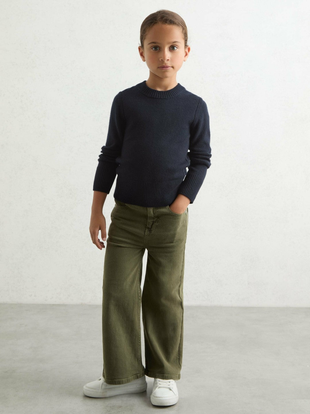 Reiss 3-9 yrs Wool-Blend Open-Stitch Jumper with Cashmere in Navy