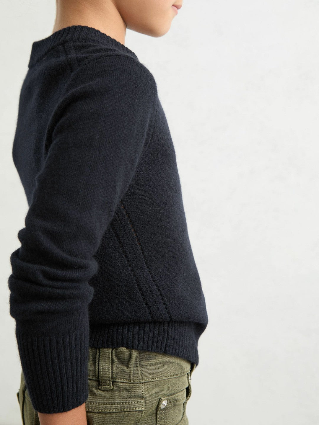 Reiss 3-9 yrs Wool-Blend Open-Stitch Jumper with Cashmere in Navy