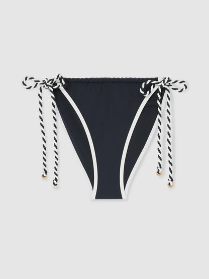 Reiss Savings - Twist-Strap Tie-Side Bikini Bottoms in Navy/White